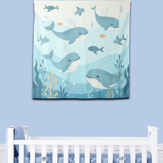 Tapiz Bajo el telón de fondo de ballenas y peces (Subido por el creador)