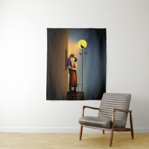 Tapiz Balcón romántico para la luz de la luna - Amor vin