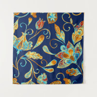 Baldosas de patrón floral de color azul paisley: f