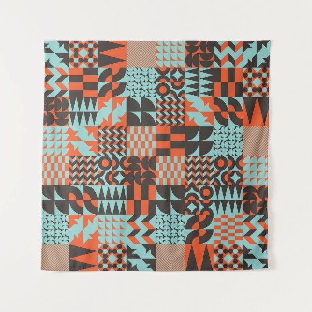 Tapiz Baldosas geométricas mosaicas, patrón elegante sin (Anverso)