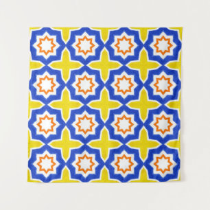 Tapiz Baldosas portuguesas antiguas. Azulejos azules y a
