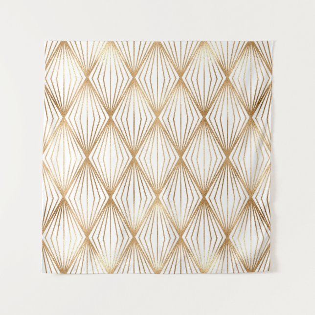 Tapiz Baldosas rhombus de oro, patrón geométrico. (Anverso)