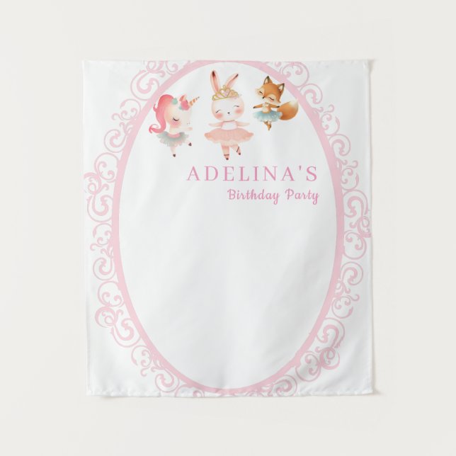 Tapiz Balerina Animales Foco de cumpleaños (Anverso)