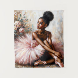 Tapiz Ballerina afroamericana en rosa