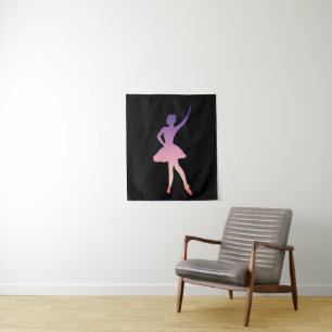 Tapiz Ballerina chica silhouette púrpura rosa