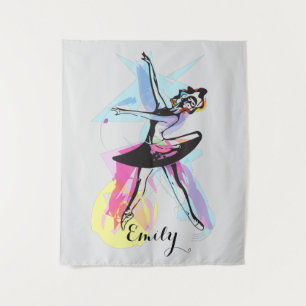 Tapiz Ballerina Dancer Watercolor Tema Personalizado