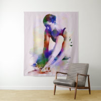 Ballerina rosa acuarela arte contemporáneo