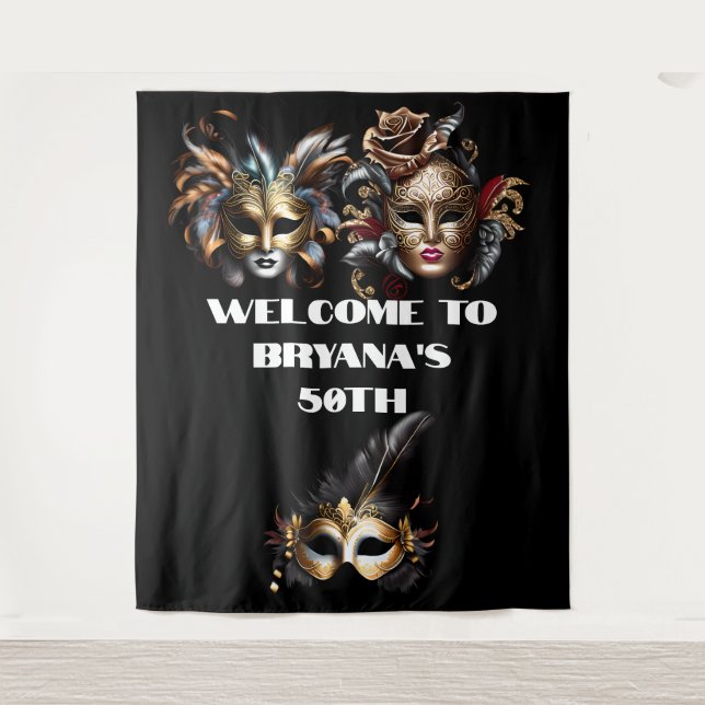 Tapiz Baloncesto de mascarada enmascara a elegante hombr (Anverso)