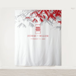 Tapiz Bambú gris y rojo deja el telón de fondo de los Bo