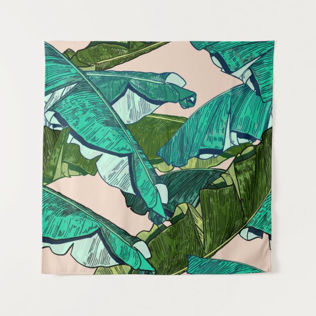 Tapiz Banana tropical Leaves seamless Pattern (Anverso)