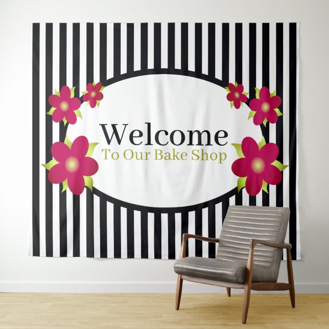 Tapiz Banda De Escala Negrita Y Floral (In situ (horizontal))