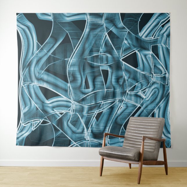 Tapiz Banda superpuesta curvada azul resaltada por el re (In situ (horizontal))