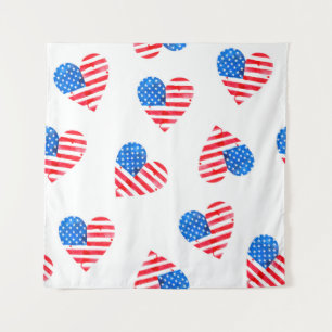 Tapiz Bandera acuarela de Estados Unidos en forma de cor