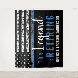 Tapiz Bandera Americana de la delgada línea azul de jubi