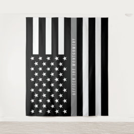 Tapiz Bandera Americana de la Delgada Línea Gris para Co