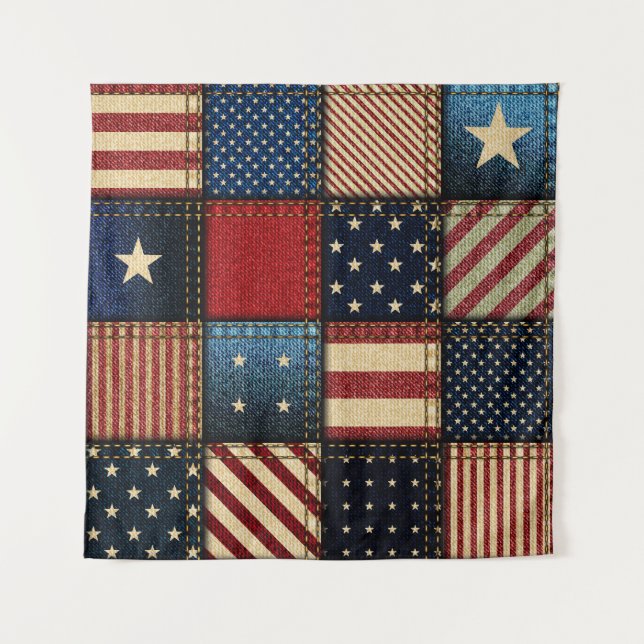 Tapiz Bandera Americana, Patrón sin problemas. (Anverso)