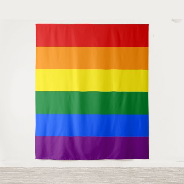 Tapiz Bandera arcoiris del clásico orgullo gay LGBTQ (Anverso)