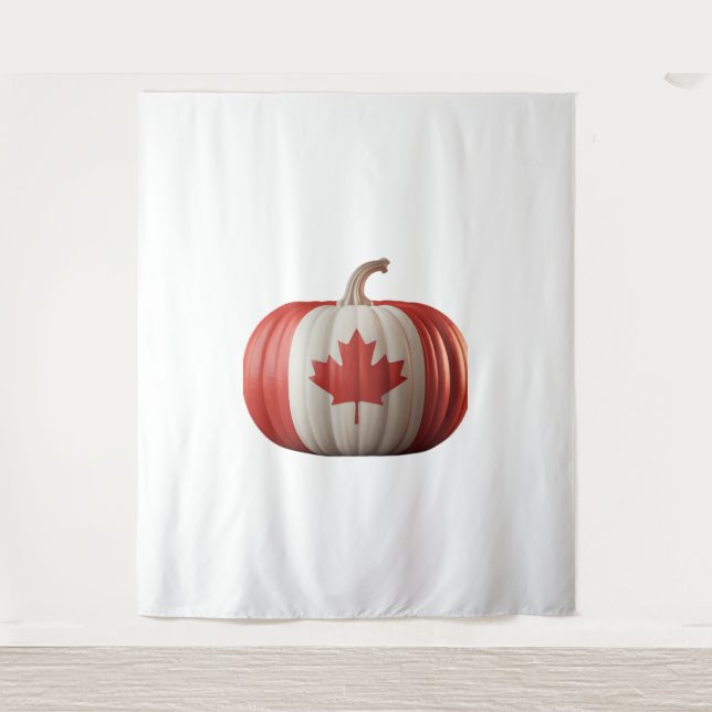 Tapiz Bandera Canadiense Calabaza Maple Leaf Acción de G (Anverso)
