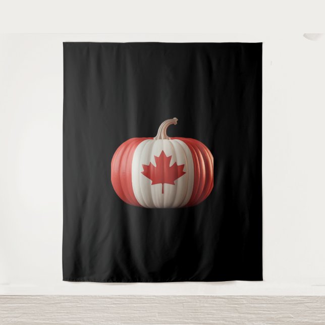 Tapiz Bandera Canadiense Calabaza Maple Leaf Acción de G (Anverso)