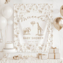 Bandera de bienvenida para baby shower beige tema 