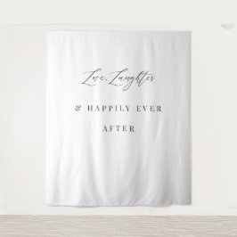 Tapiz Bandera de boda Amor Risa y Felices para Siempre