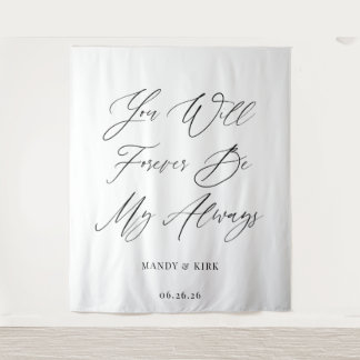 Tapiz Bandera de boda personalizada con guión minimalist