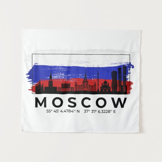 Tapiz Bandera de Bruselas del paisaje urbano de Moscú Ru (Anverso (horizontal))