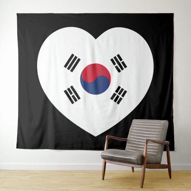 Tapiz Bandera de Corea del Sur Corazón (In situ (horizontal))