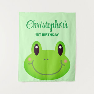 Tapiz Bandera de cumpleaños de rana para niños
