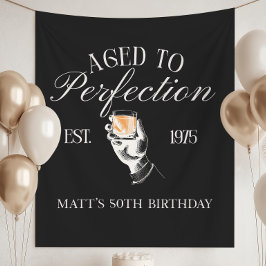 Tapiz Bandera de Cumpleaños de Whiskey Envejecido a la P