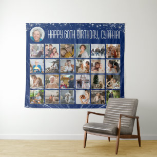 Tapiz Bandera de cumpleaños personalizada, Collage de fo