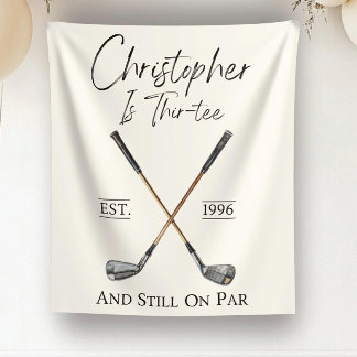 Tapiz Bandera de cumpleaños personalizada de golf Decora