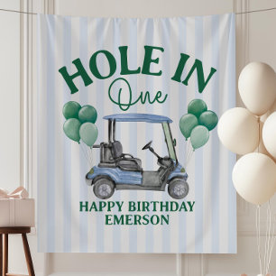 Tapiz Bandera de Cumpleaños Primero con Hole in One Tema