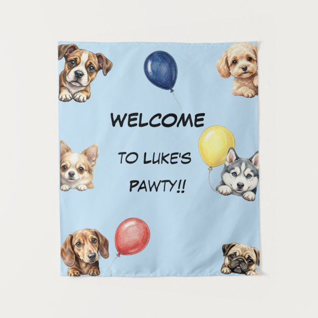 Tapiz Bandera de fiesta de perro para niños (Anverso)