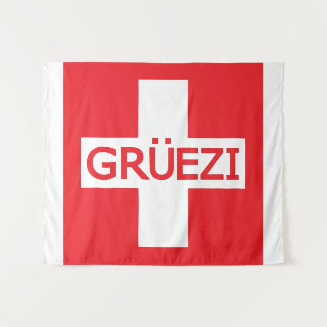 Tapiz Bandera de Gruezi Suiza (Anverso (horizontal))