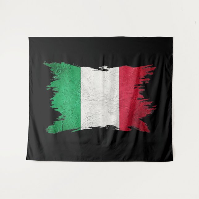 Tapiz Bandera de Grunge Italia, bandera italiana, pincel (Anverso (horizontal))