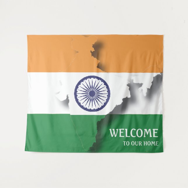 Tapiz Bandera de la India personalizable (Anverso (horizontal))