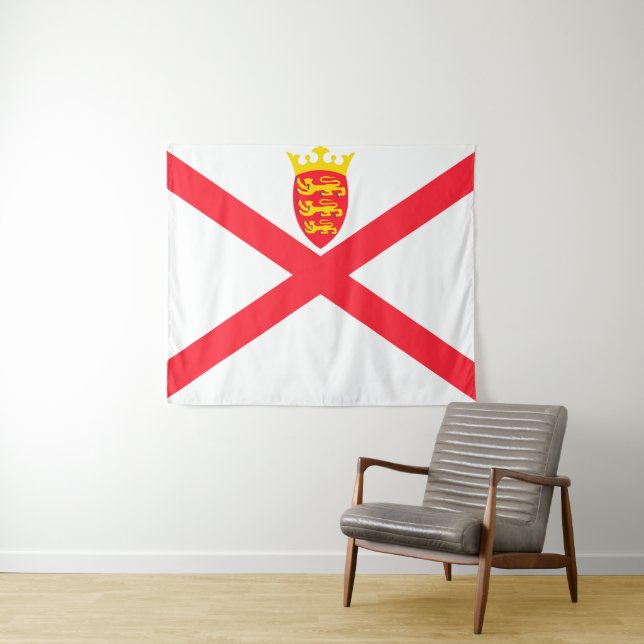 Tapiz Bandera de la Isla de Jersey (In situ (horizontal))