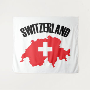 Tapiz Bandera de mapa de Suiza