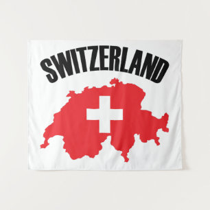 Tapiz Bandera de mapa de Suiza