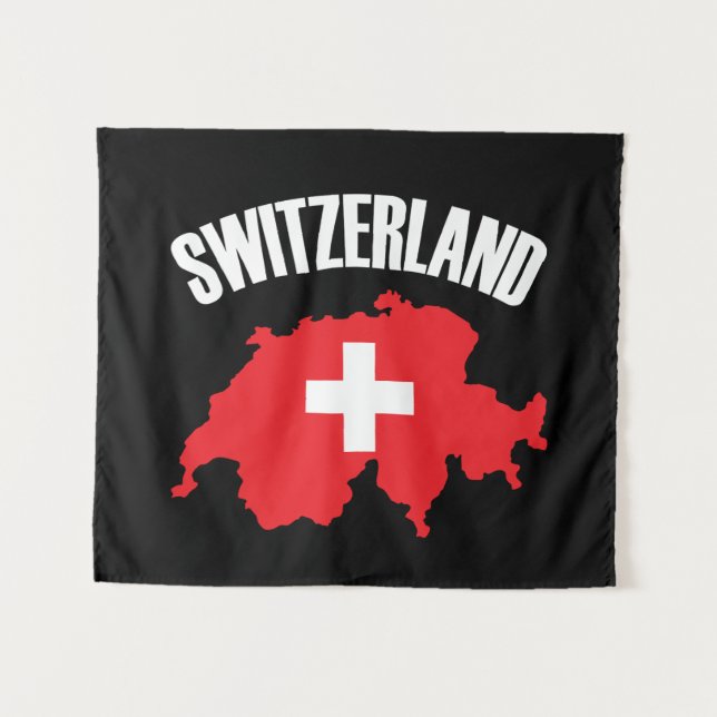 Tapiz Bandera de mapa de Suiza (Anverso (horizontal))