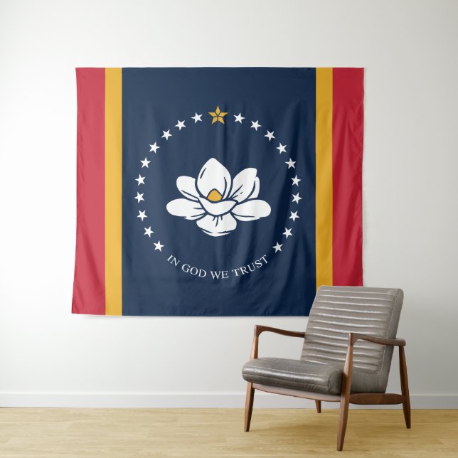 Tapiz Bandera de Misisipi - Nueva Bandera de Magnolia (In situ (horizontal))