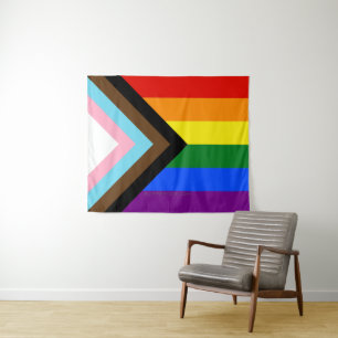 Tapiz Bandera de orgullo progresista de SlipperyJoe's se