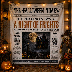 Tapiz Bandera de periódico personalizada de Halloween, e