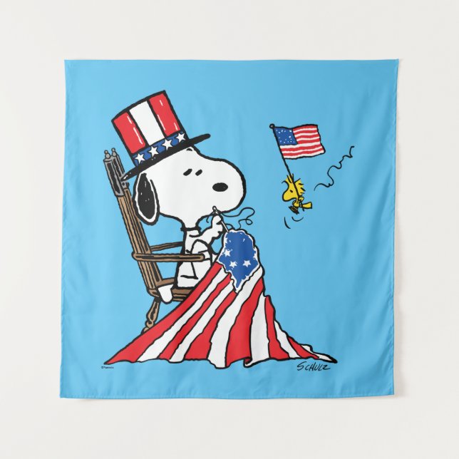 Tapiz Bandera de Snoopy Sgire el 4 de julio (Anverso)