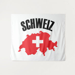 Tapiz Bandera del mapa de Suiza de Schweiz