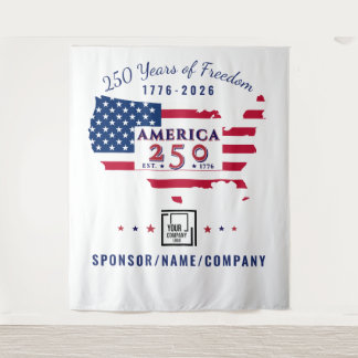 Tapiz Bandera del mapa patriótico americano 250º logo pe