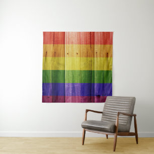 Tapiz Bandera del orgullo arcoiris de madera