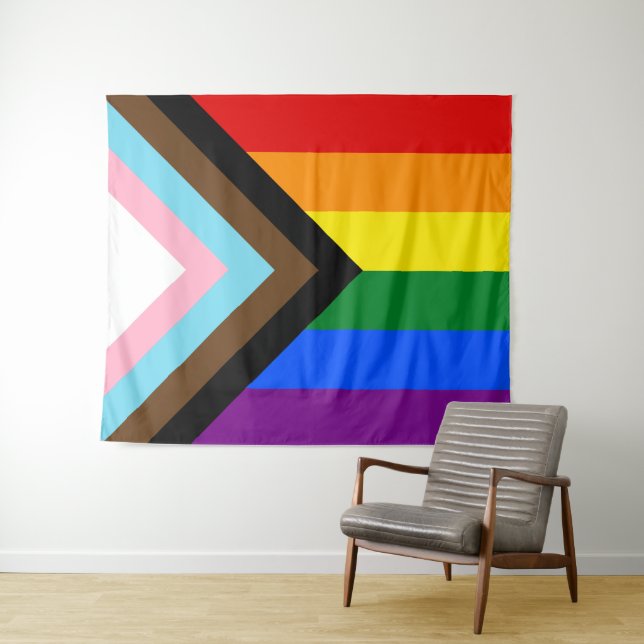 Tapiz Bandera del Orgullo del Progreso LGBTQ+ (In situ (horizontal))