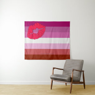 Tapiz bandera del orgullo lésbico femenino SlipperyJoe l